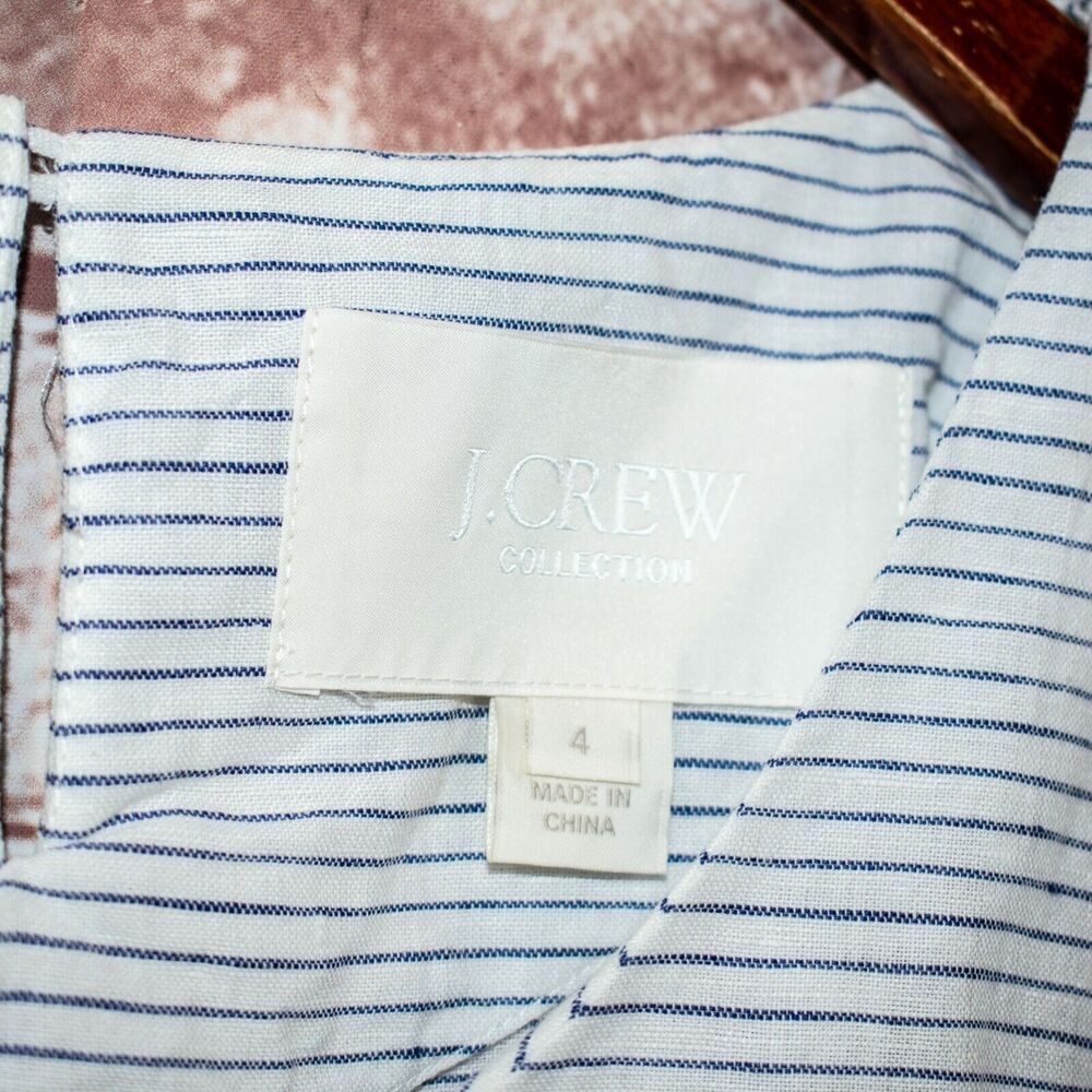 J.CREW Collection tie-Front tee Blue Striped Size 4 - Picture 2 of 7